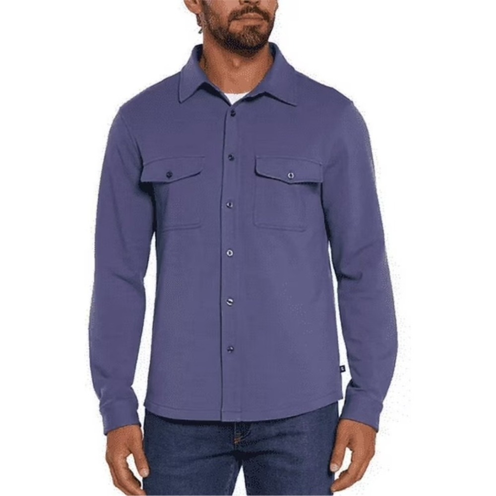 GAP Mens Long Sleeve Knit Button Down Shirt Purple Fleece Shacket Small‎ NWT
